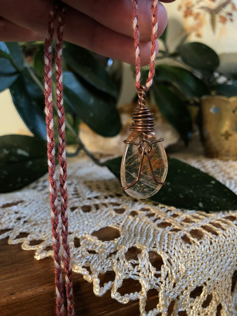 Handmade Rutilated Quartz Necklace (Bronze)